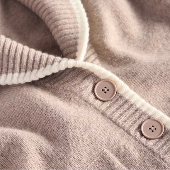 Charter Club 100% Cashmere Tipped Shawl-Collar Boyfriend Cardigan in Brown Sugar - Picture 5 of 11